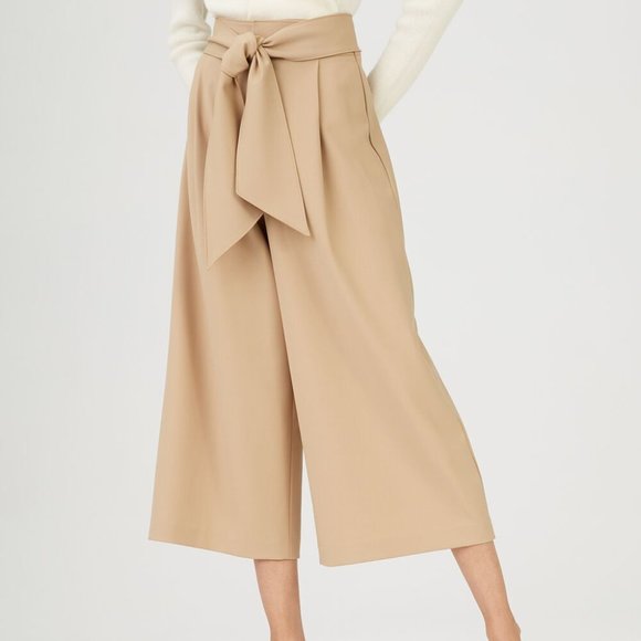 Elegant Tan Wide-Leg Culottes - Picture 1 of 16
